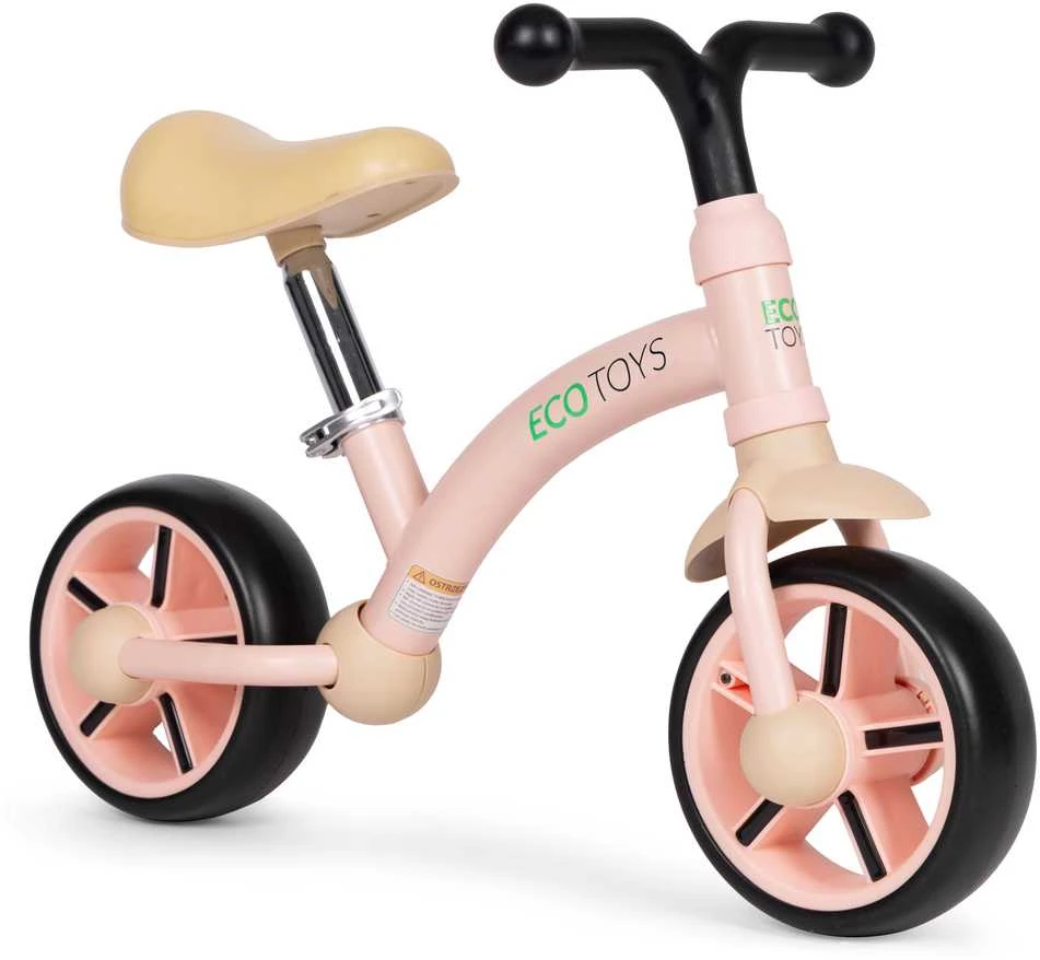 Vaikiškas triratukas EVA ratais ir reguliuojama sėdyne, rožinis, ECOTOYS