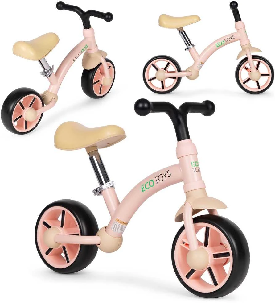 Vaikiškas triratukas EVA ratais ir reguliuojama sėdyne, rožinis, ECOTOYS