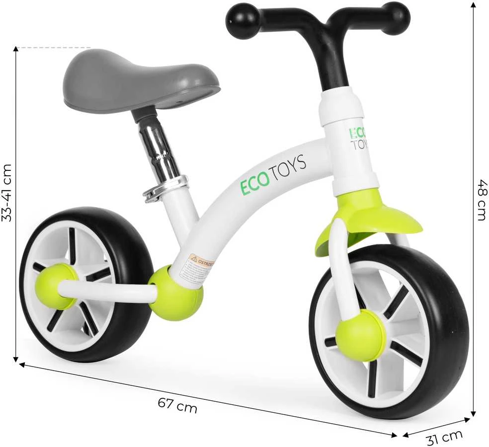 Vaikiškas balansinis dviratis EVA ratais ir reguliuojama sėdyne, žalias ECOTOYS