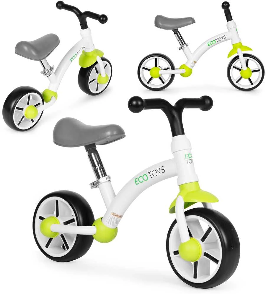 Vaikiškas balansinis dviratis EVA ratais ir reguliuojama sėdyne, žalias ECOTOYS