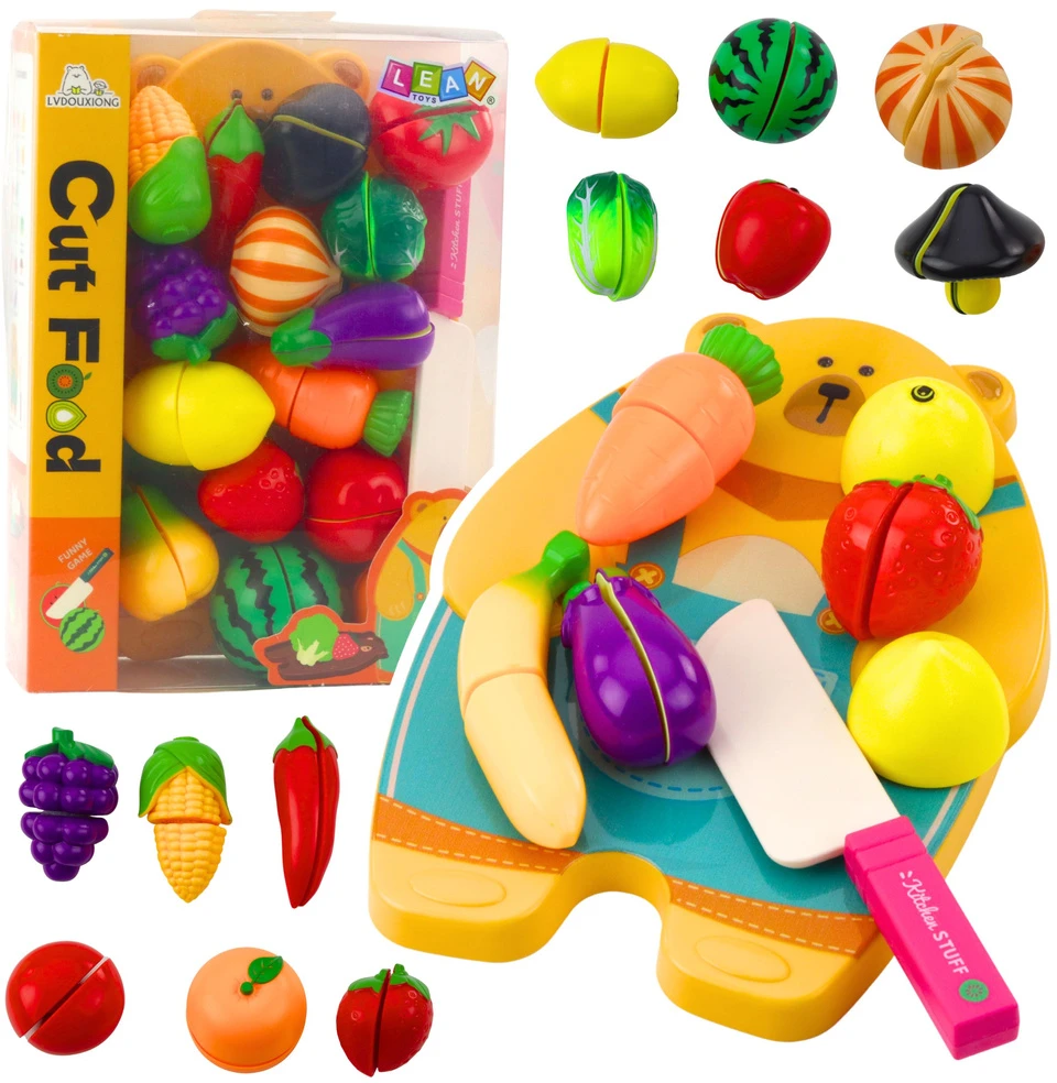 Lean Toys Vaikiškas virtuvės rinkinys su pjaustymo lenta ir peiliu