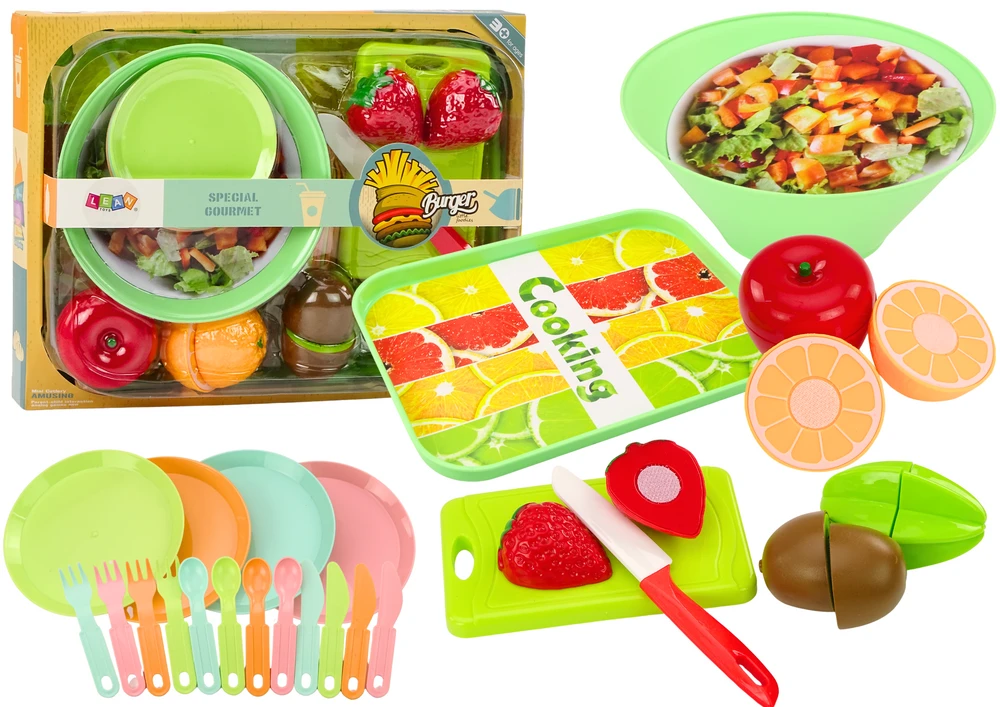 Lean Toys Stalo įrankiai ir maisto rinkinys LeanToys, įvairių spalvų, 25 vnt.