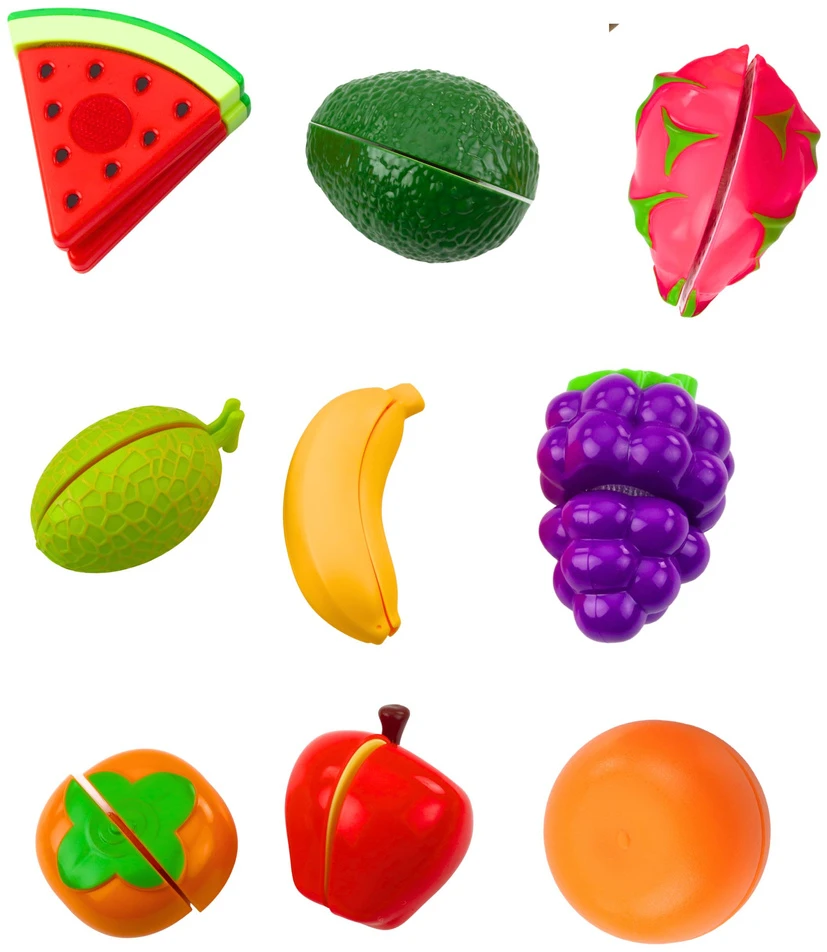 Lean Toys Vaikiškas žaislinių vaisių pjaustymo rinkinys su peiliu ir lentelė