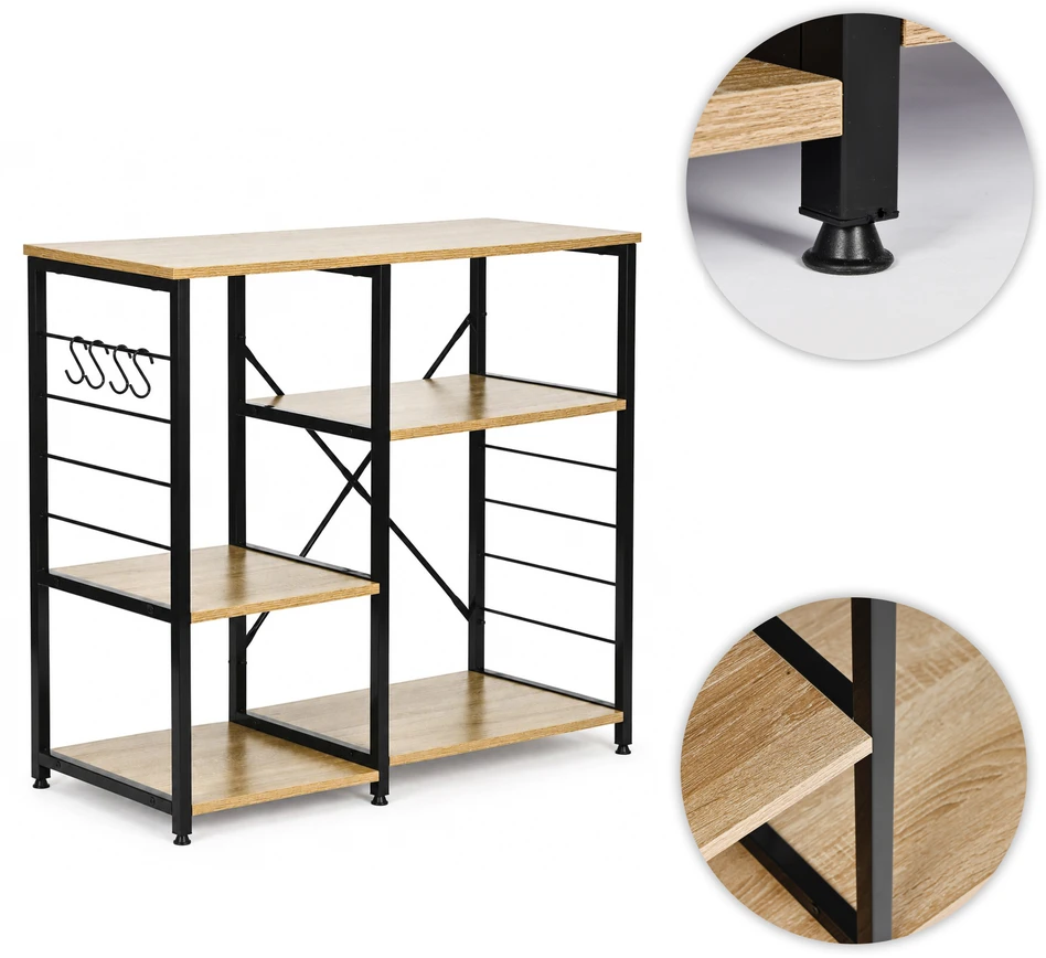 Virtuvės ir prieškambario lentyna 90cm su kabliukais ModernHome