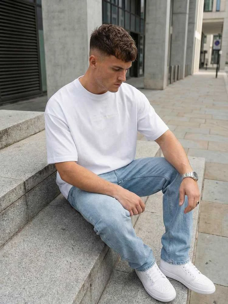 Vyriška balta oversize marškinėliai „Perfect“