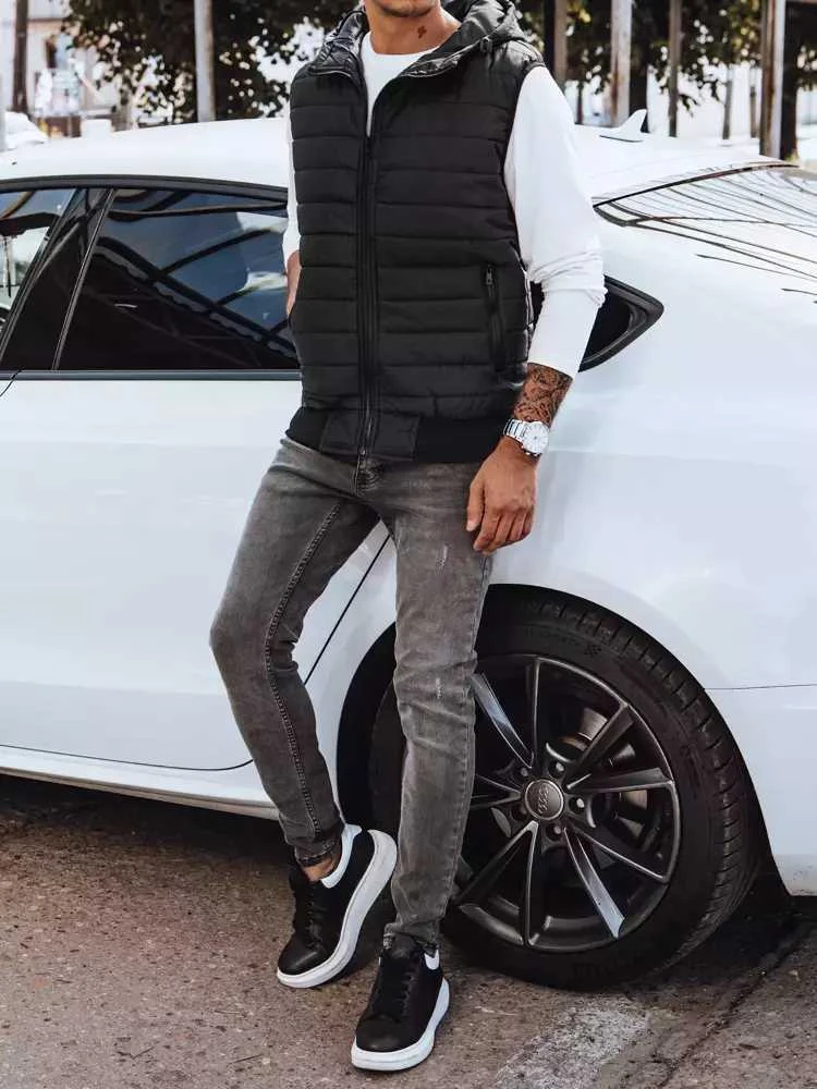 Vyriška juoda liemenė su gobtuvu David