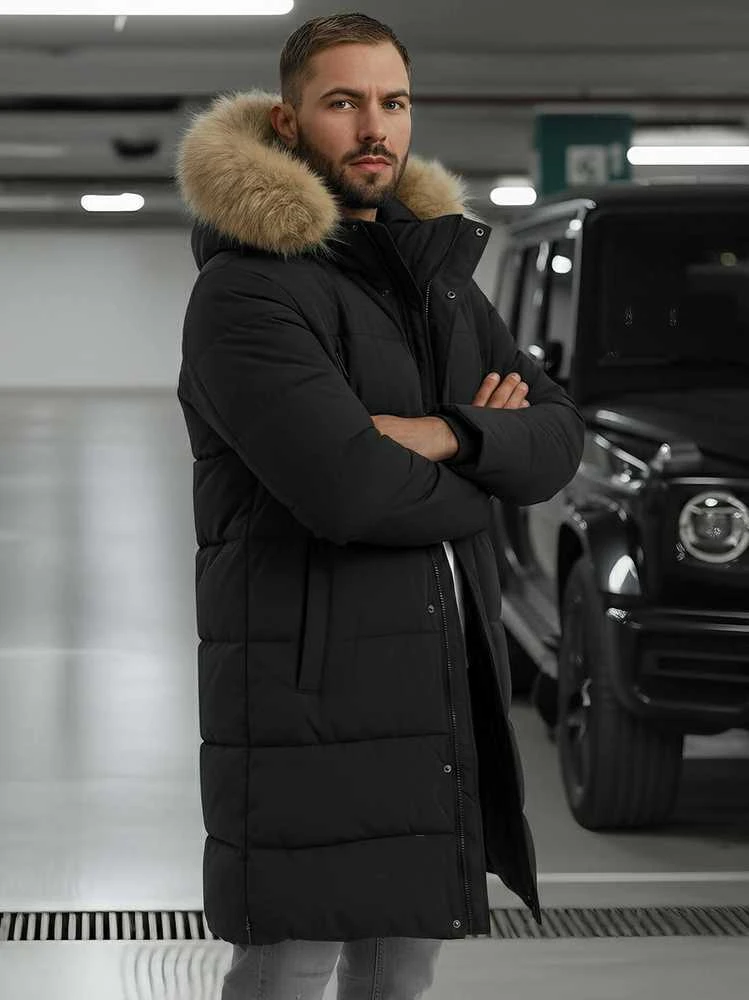 Vyriška juodos spalvos žieminė striukė Fred