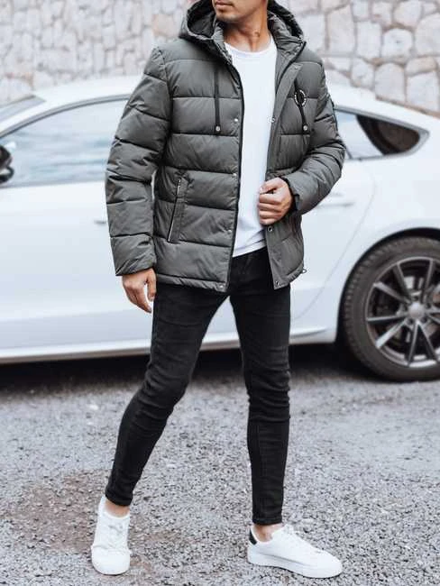 Vyriška tamsiai pilka žieminė striukė Ross