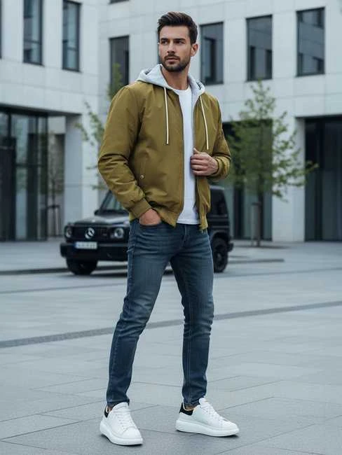 Vyriška žalios spalvos bomber stiliaus striukė Edmin