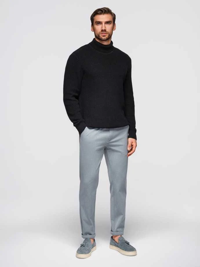 Vyriškas juodas megztinis su aukštu kaklu Ton