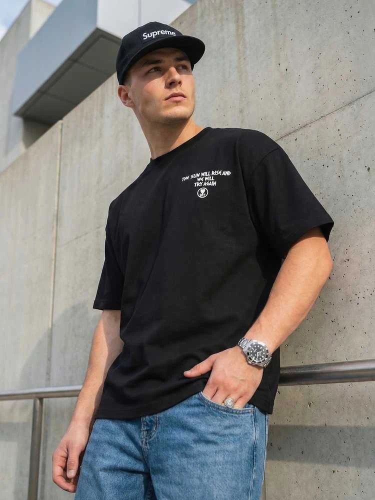 Vyriškas juodas oversize marškinėlis „Jevin“
