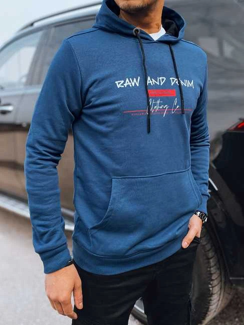 Vyriškas mėlynas džemperis su gobtuvu Denim