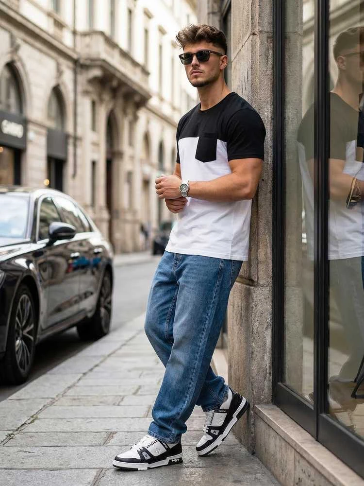Vyriški balti/juodi marškinėliai Billy