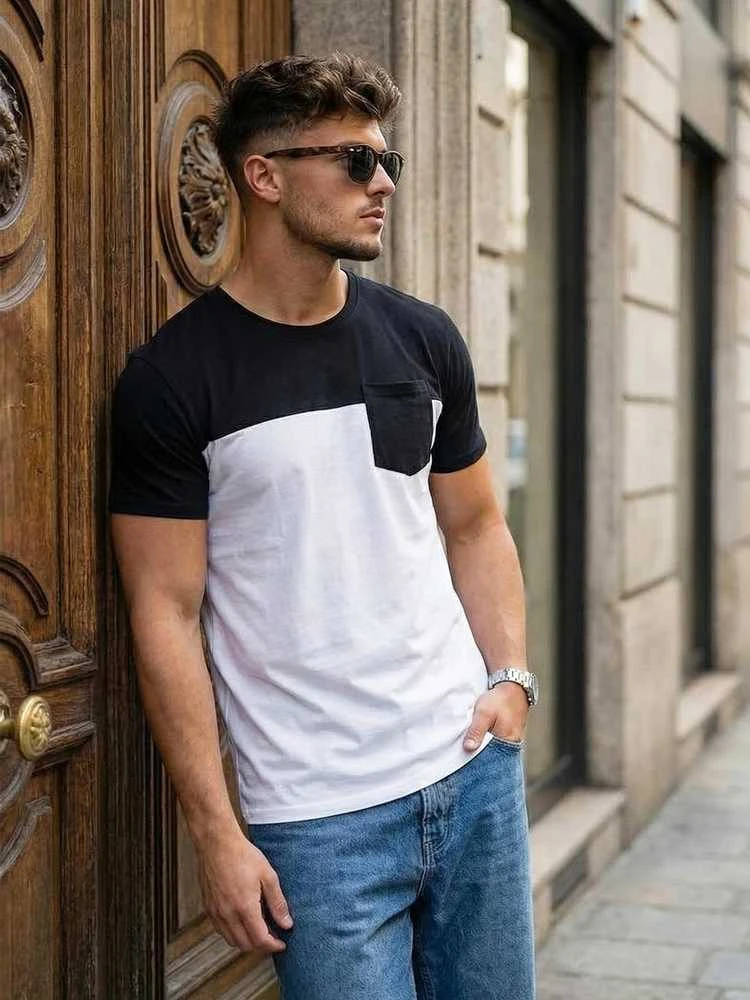 Vyriški balti/juodi marškinėliai Billy