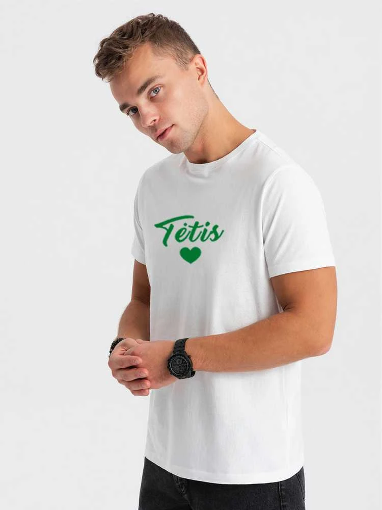 Vyriški balti marškinėliai Tėtis (žalia)