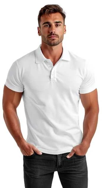Vyriški balti polo marškinėliai Casual