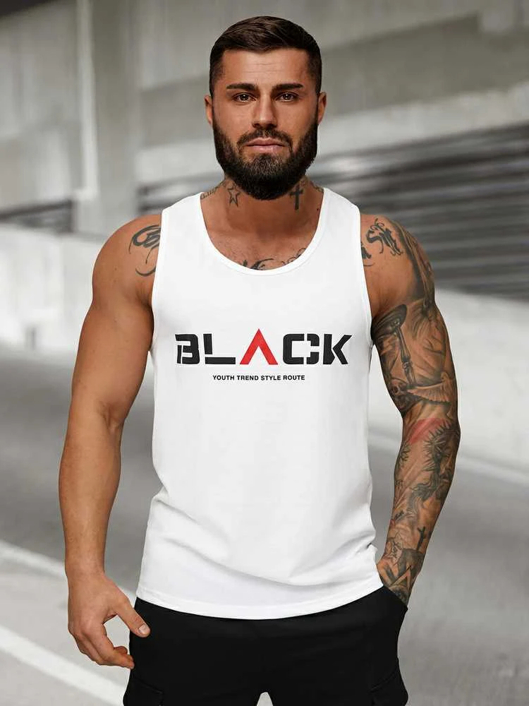 Vyriški baltos spalvos marškiniai be rankovių Black2