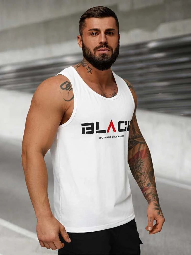 Vyriški baltos spalvos marškiniai be rankovių Black2