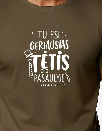 Vyriški chaki marškinėliai Geriausias tėtis (baltas)