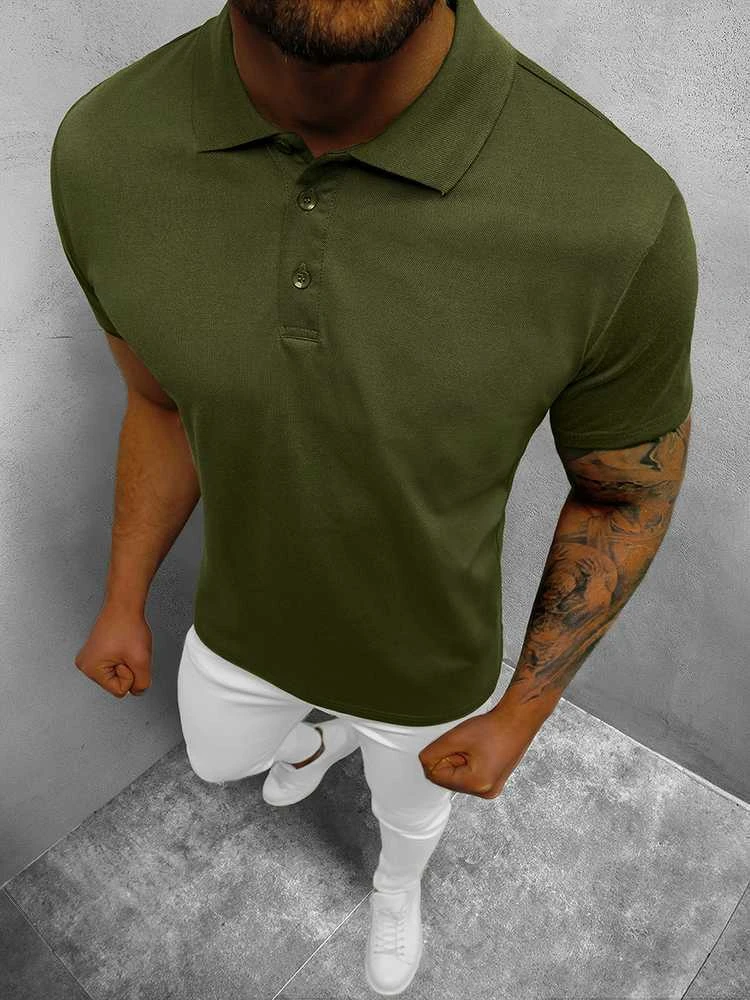 Vyriški chaki polo marškinėliai Casual