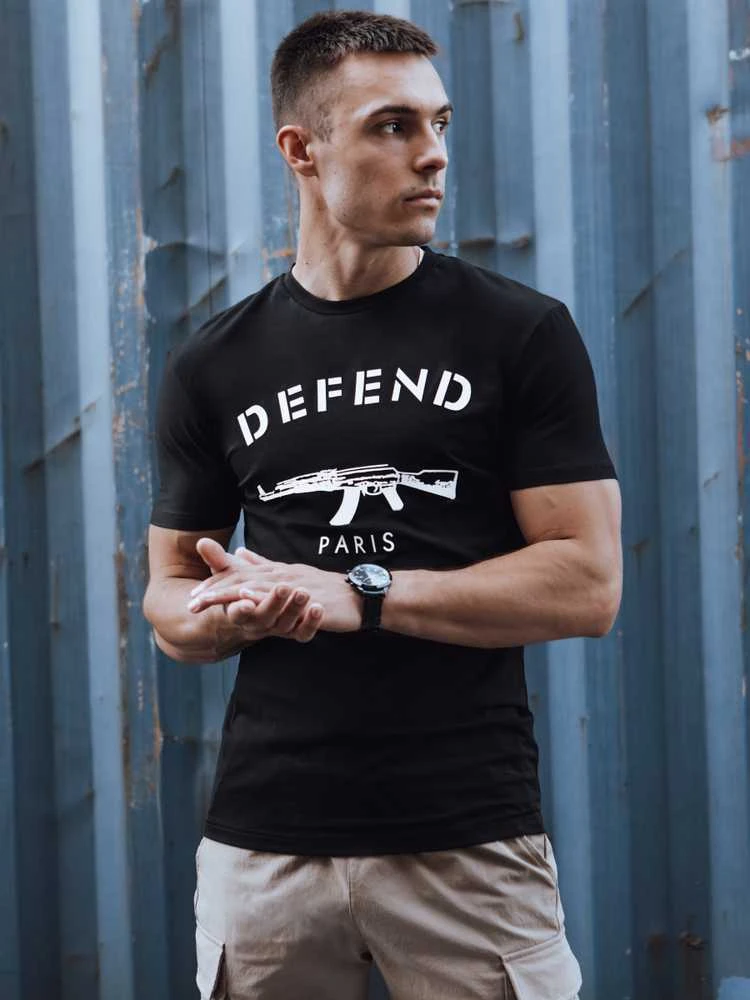 Vyriški juodi marškinėliai Defend