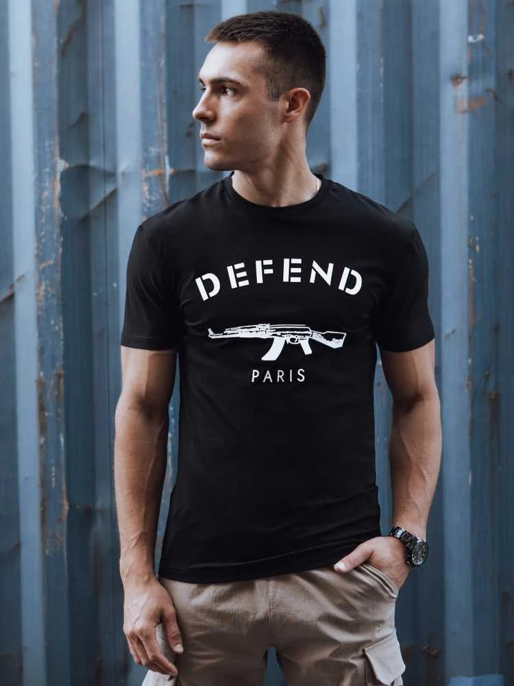 Vyriški juodi marškinėliai Defend