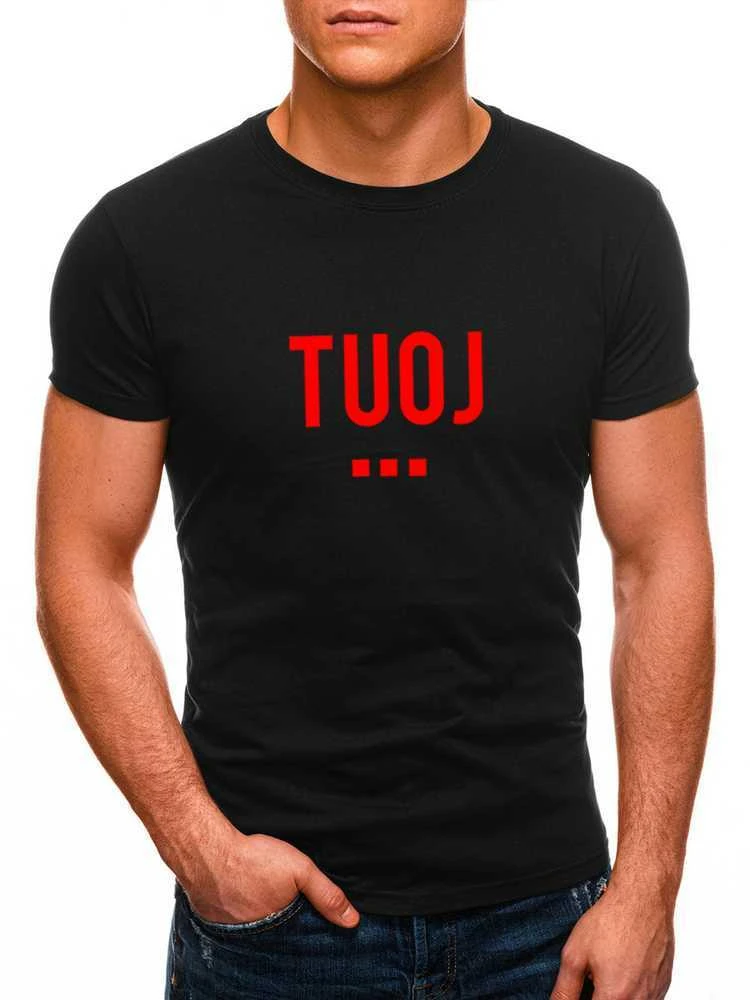 Vyriški juodi marškinėliai TUOJ (raudonas)