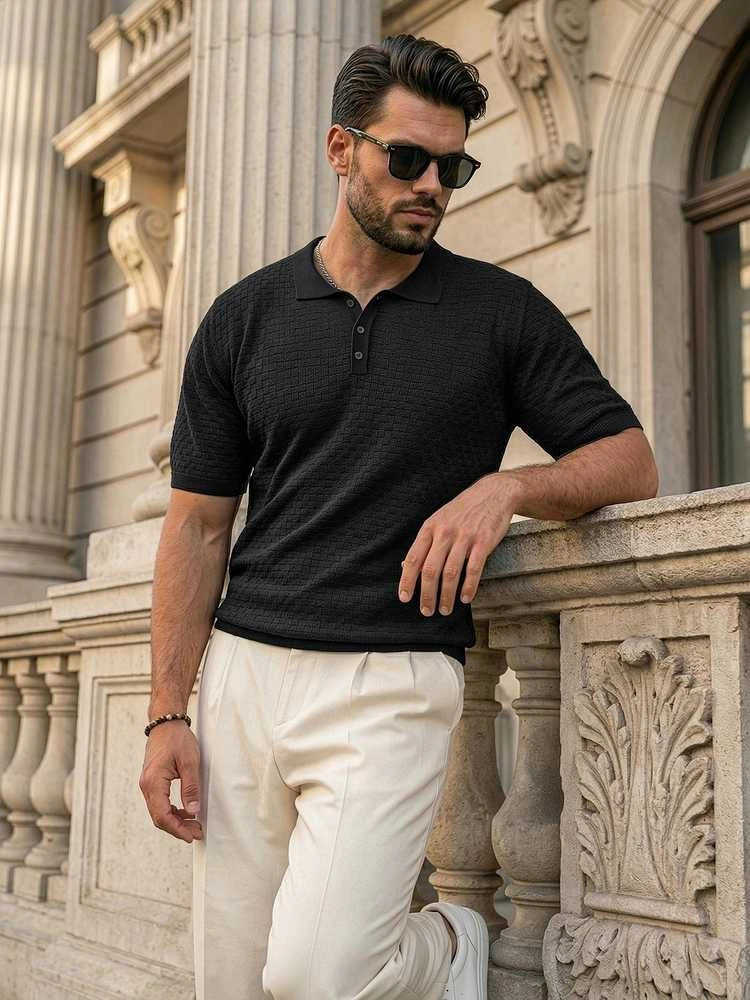 Vyriški juodi polo marškinėliai Style