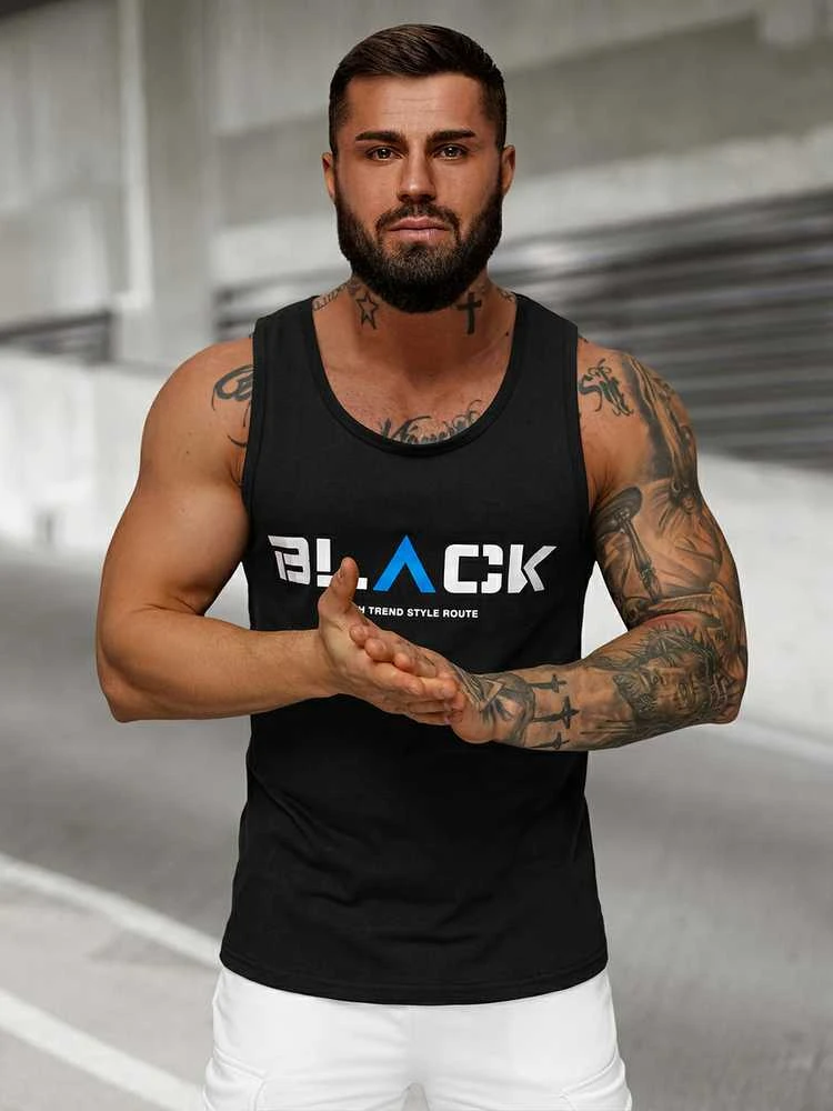 Vyriški juodos spalvos marškiniai be rankovių Black2