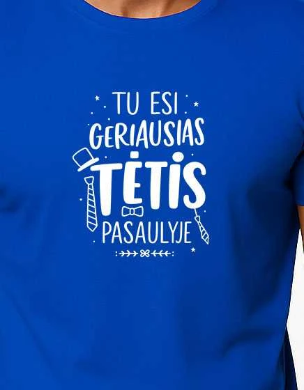 Vyriški mėlyni marškinėliai Geriausias tėtis (baltas)