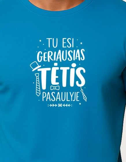 Vyriški mėlyni marškinėliai Geriausias tėtis (baltas)