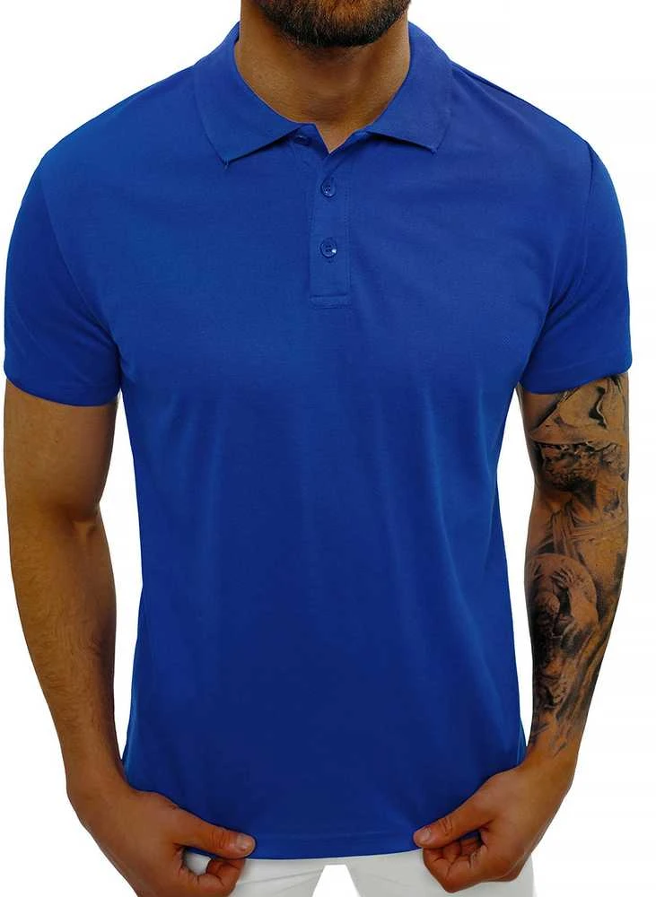 Vyriški mėlyni polo marškinėliai Casual