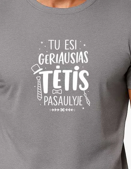 Vyriški pilki marškinėliai Geriausias tėtis (baltas)