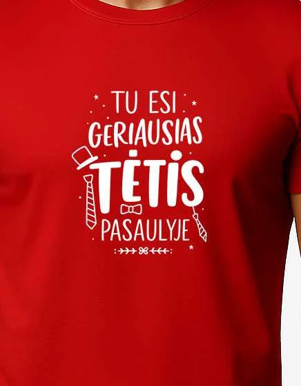 Vyriški raudoni marškinėliai Geriausias tėtis (baltas)