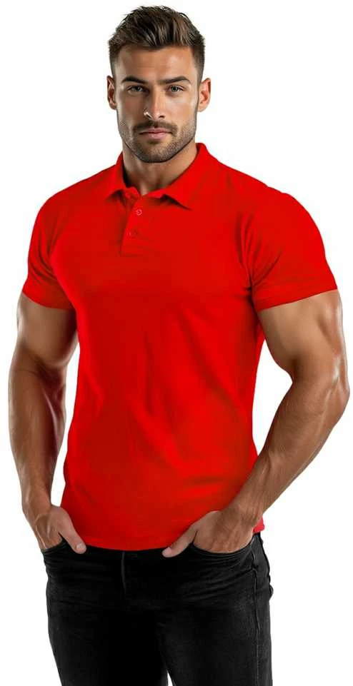 Vyriški raudoni polo marškinėliai Casual