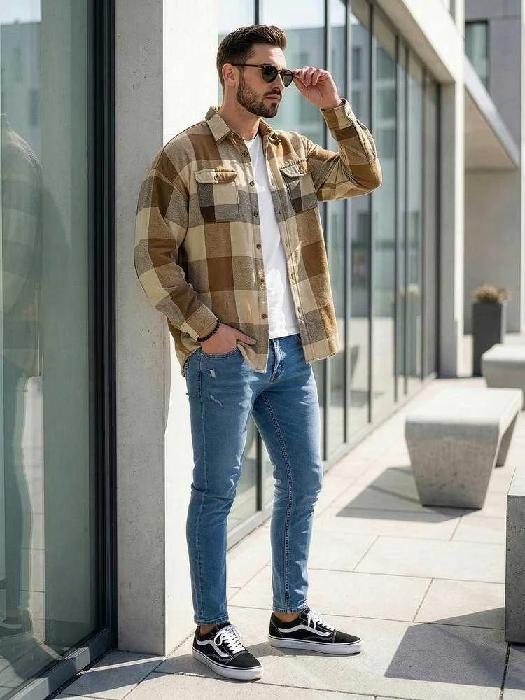 Vyriški rudi flaneliniai marškiniai Cory