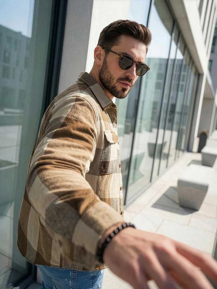 Vyriški rudi flaneliniai marškiniai Cory