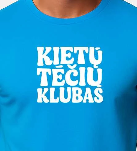 Vyriški šviesiai mėlyni marškinėliai Kietas tėtis (baltas)