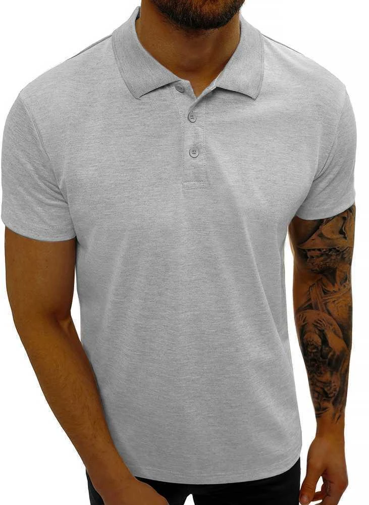 Vyriški šviesiai pilki polo marškinėliai Casual
