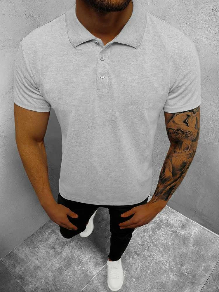 Vyriški šviesiai pilki polo marškinėliai Casual