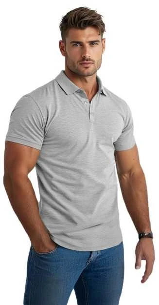 Vyriški šviesiai pilki polo marškinėliai Casual
