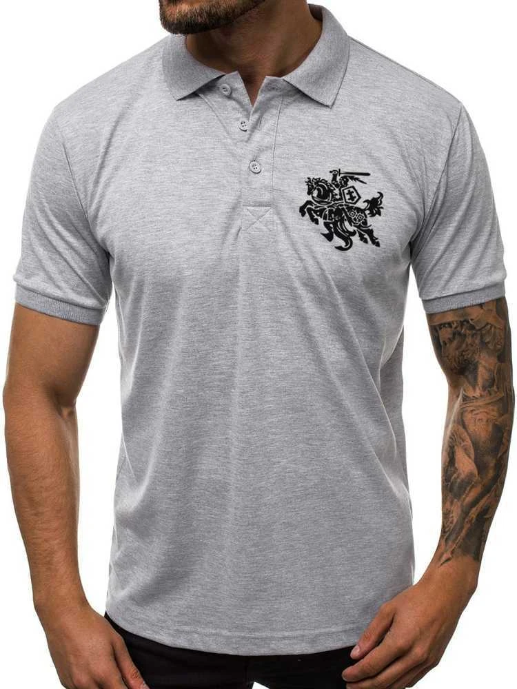 Vyriški šviesiai pilki polo marškinėliai Vytis