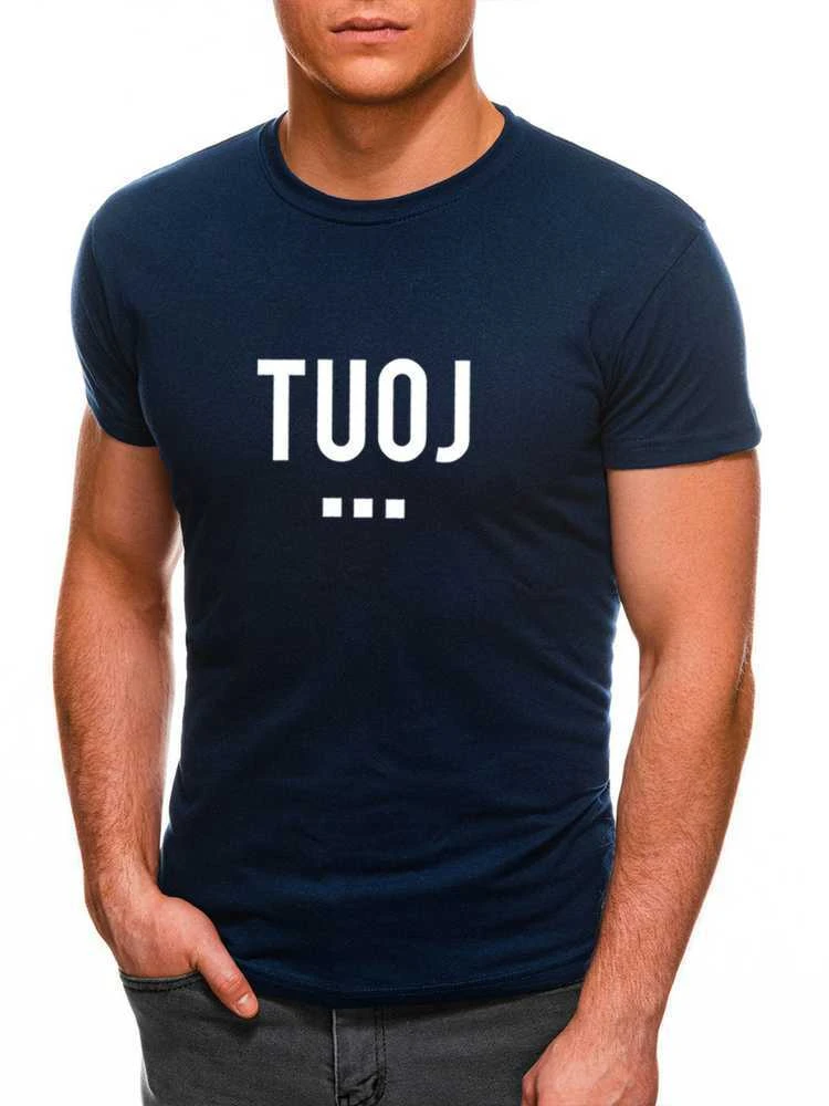 Vyriški tamsiai mėlyni marškinėliai TUOJ (baltas)