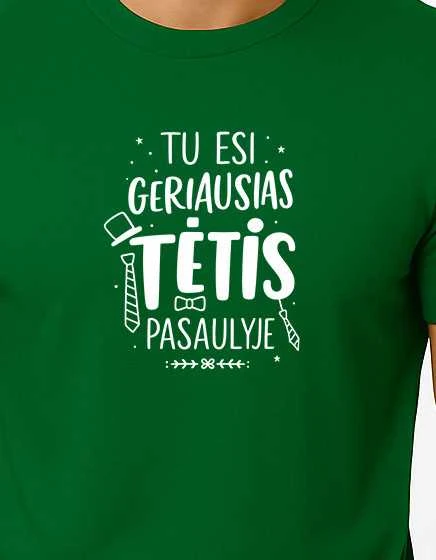 Vyriški tamsiai žali marškinėliai Geriausias tėtis (baltas)