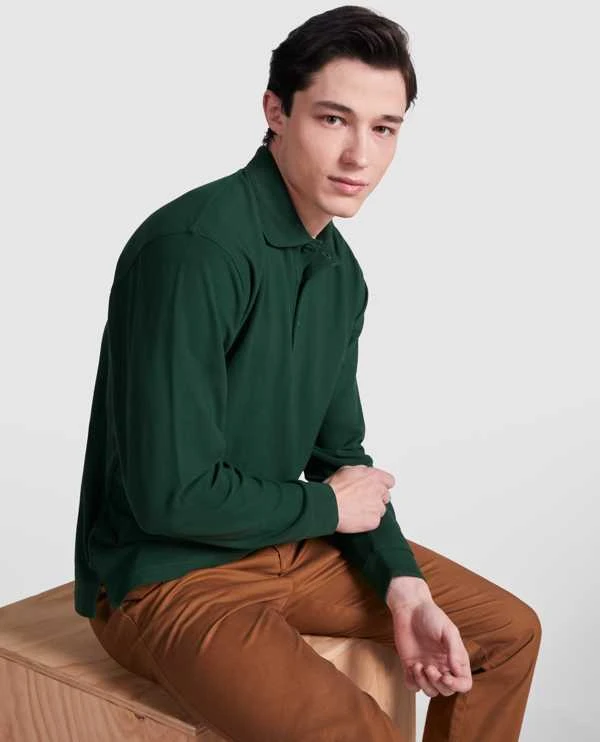 Vyriški tamsiai žali polo marškinėliai ilgomis rankovėmis Carpe