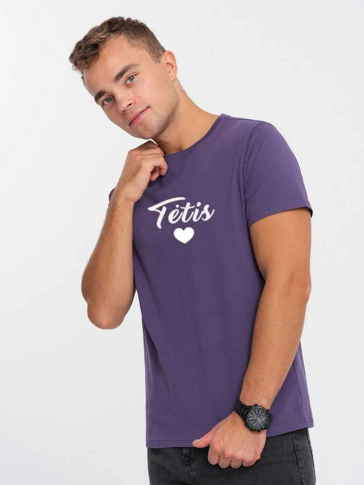 Vyriški violetiniai marškinėliai Tėtis (baltas)