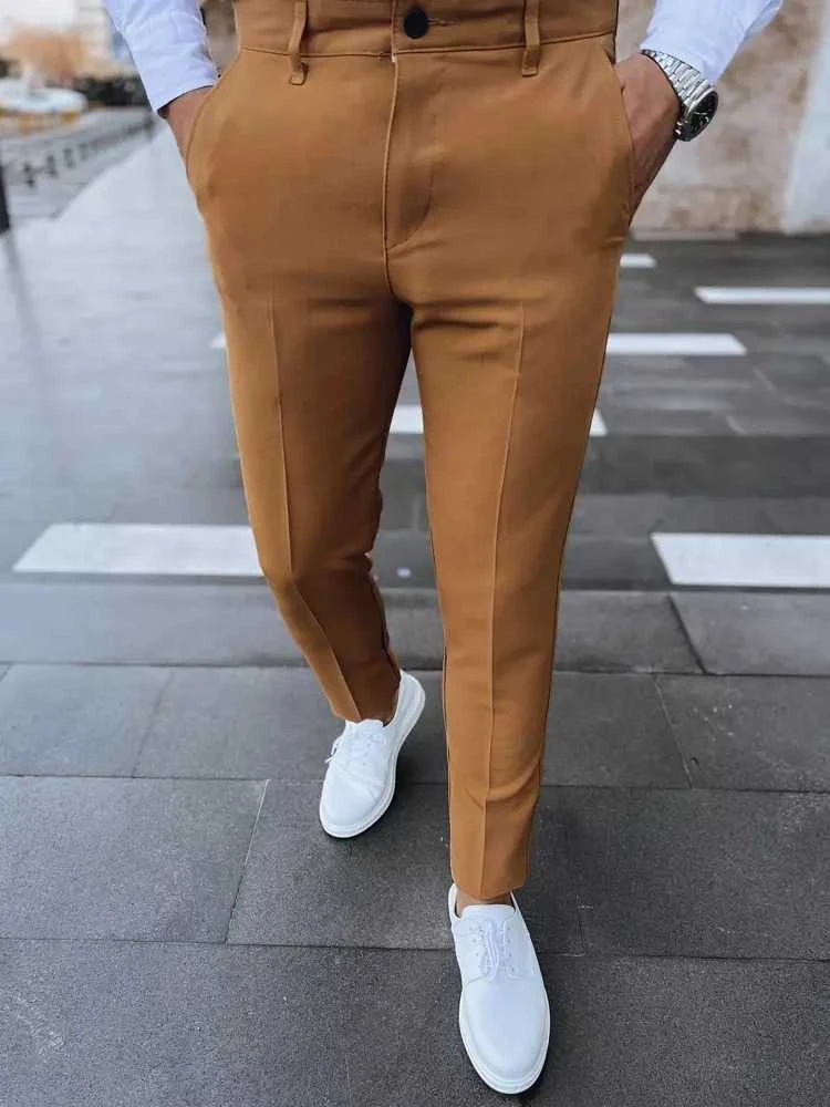 Vyriškos rudos spalvos chino kelnės Chi