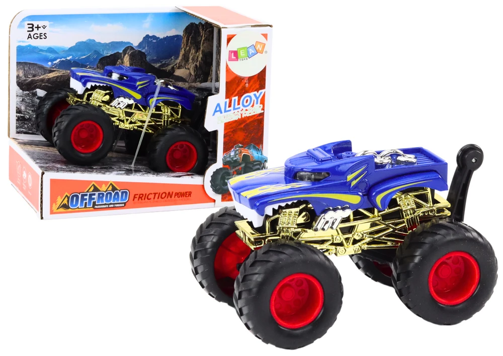Lean Toys Mėlynas bekelės automobilis su dideliais guminiais ratais