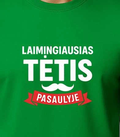 Žali marškinėliai Laimingiausias tėtis (baltas)