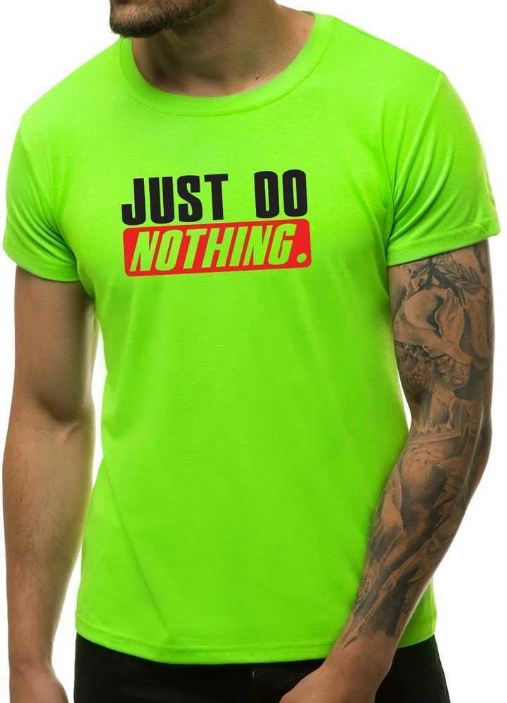 Žali neoniniai vyriški marškinėliai Just do nothing